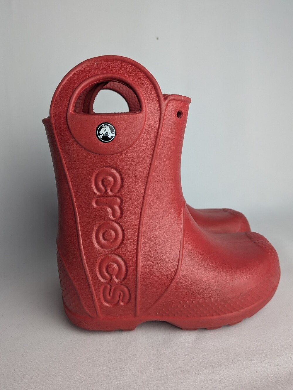CROCS Kid Rain Boots Size 8 Red Color Waterproof Rubber Unisex - Picture 2 of 6